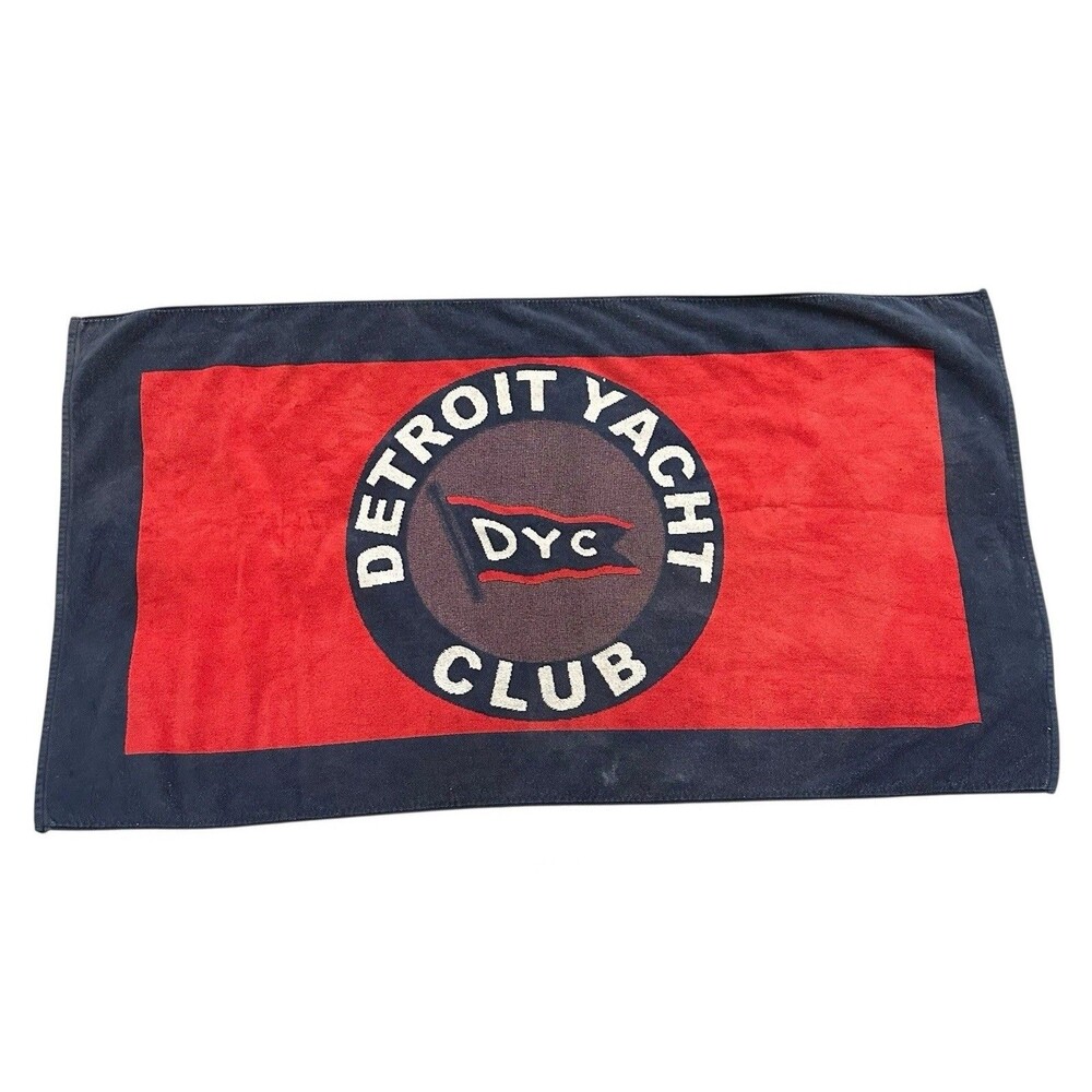 Vintage Detroit Yacht Club Beach Towel Heavy Weight 57” X 30” Made In USA